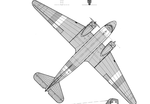 Самолет Douglas DC-3 - чертежи, габариты, рисунки