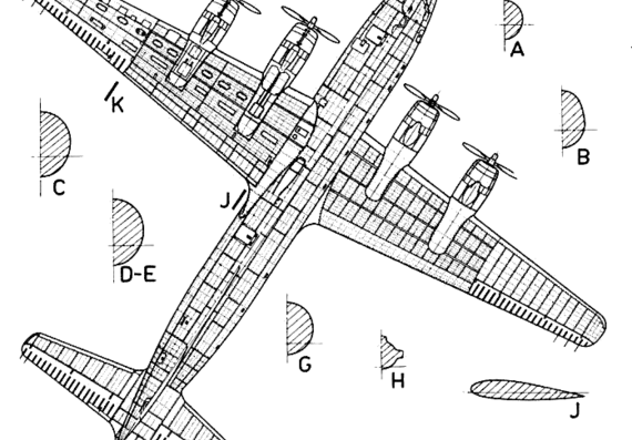 Самолет Douglas DC-6 - чертежи, габариты, рисунки