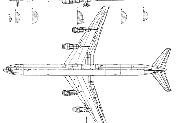 Самолет Douglas DC-8-63 - чертежи, габариты, рисунки