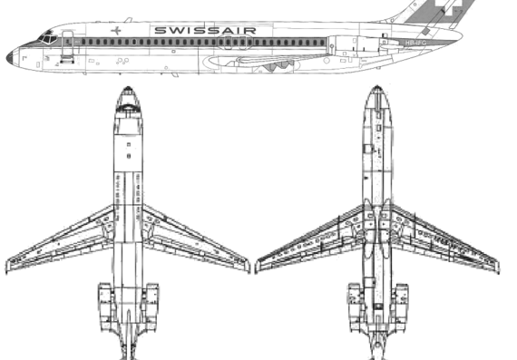 Самолет Douglas DC-9-32 - чертежи, габариты, рисунки
