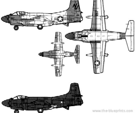 Самолет Douglas F-3D-2 Skyknight - чертежи, габариты, рисунки