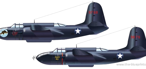 Самолет Douglas P-70A Havoc - чертежи, габариты, рисунки