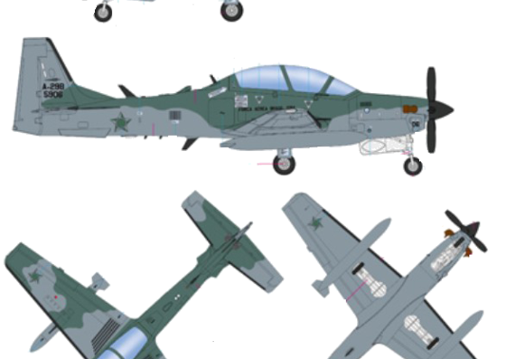 Самолет EMB-314 Super Tucano - чертежи, габариты, рисунки