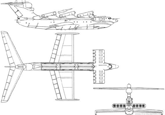 Ekranoplan Lun aircraft - drawings, dimensions, figures