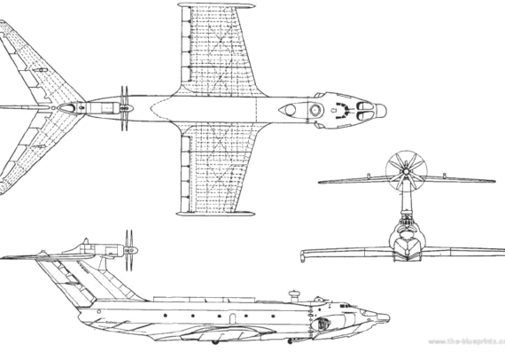 Самолет Ekranoplan Orlyonok - чертежи, габариты, рисунки