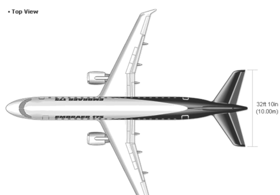 Самолет Embraer 175 - чертежи, габариты, рисунки