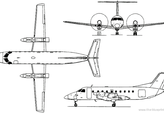 Самолет Embraer EMB-120 Brasilia (Brazil) (1983) - чертежи, габариты, рисунки