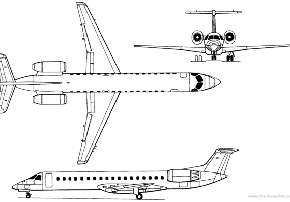 Самолет Embraer EMB-145 Amazon / ERJ-145 (Brazil) (1993) - чертежи, габариты, рисунки