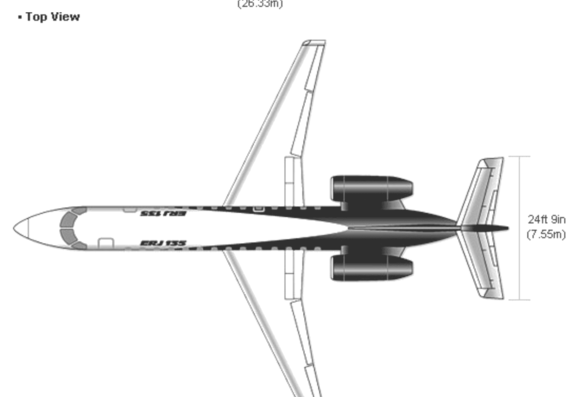 Самолет Embraer ERJ-135 - чертежи, габариты, рисунки