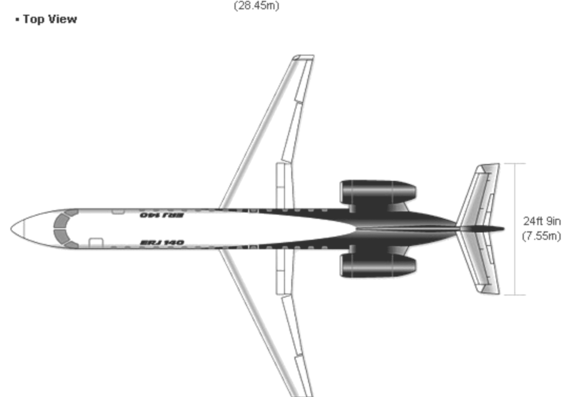 Самолет Embraer ERJ-140 - чертежи, габариты, рисунки