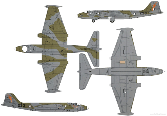 English Electric Canberra B2 - drawings, dimensions, figures