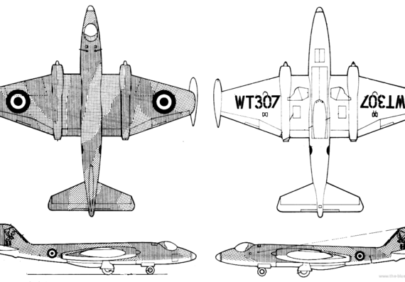 Самолет English Electric Canberra B.20 - чертежи, габариты, рисунки