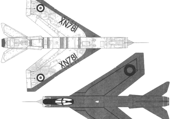 English Electric Lightning F2A aircraft - drawings, dimensions, figures