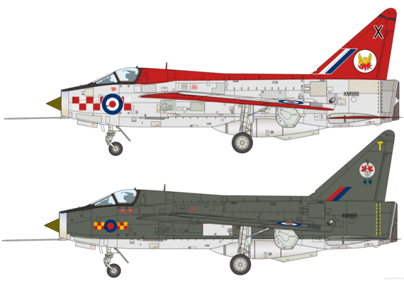 Самолет English Electric Lightning T Mk.4 - чертежи, габариты, рисунки