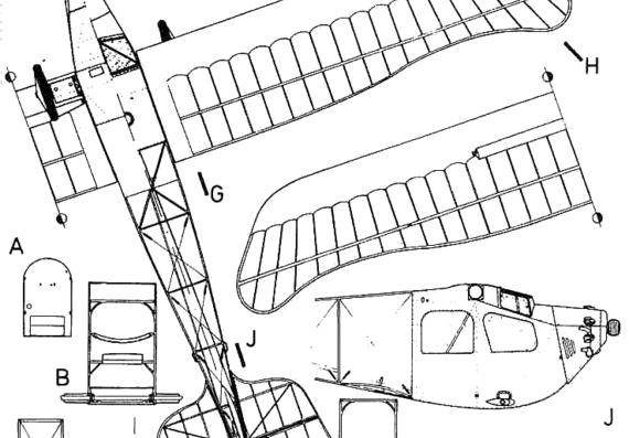 Самолет Etrich E-3 Limousine - чертежи, габариты, рисунки