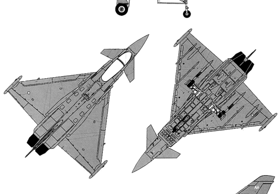 Самолет Euro Fighter EF-2000A Typhoon - чертежи, габариты, рисунки