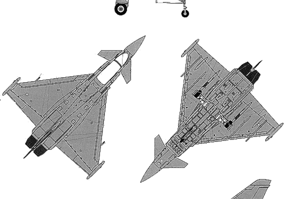 Самолет Euro Fighter EF-2000B Typhoon - чертежи, габариты, рисунки