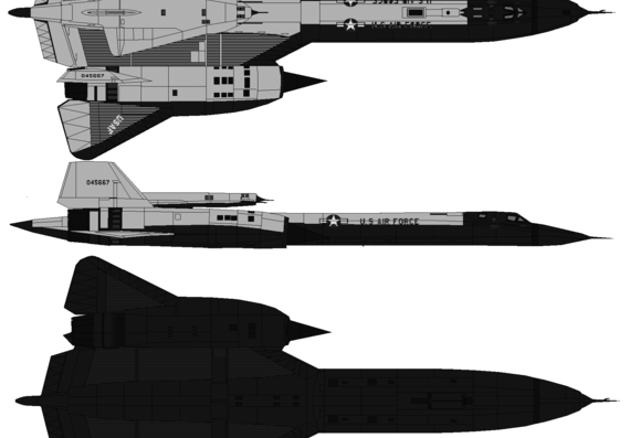 Самолет Fairchild-Republic SR-71 Thunderbolt II - чертежи, габариты, рисунки