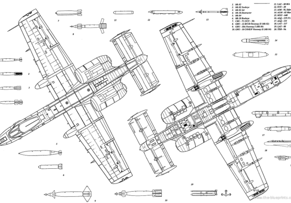 Самолет Fairchild A-10 Thunderbolt - чертежи, габариты, рисунки