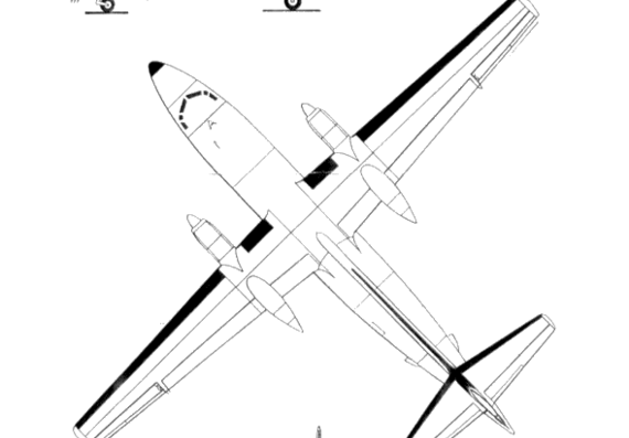 Самолет Fairchild F-27A - чертежи, габариты, рисунки
