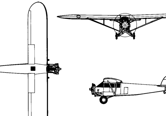 Самолет Fairchild FC-1 / FC-2 (USA) (1926) - чертежи, габариты, рисунки