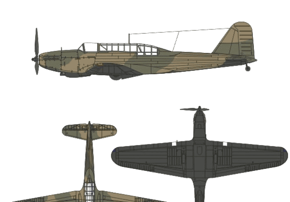 Самолет Fairey Battle - чертежи, габариты, рисунки