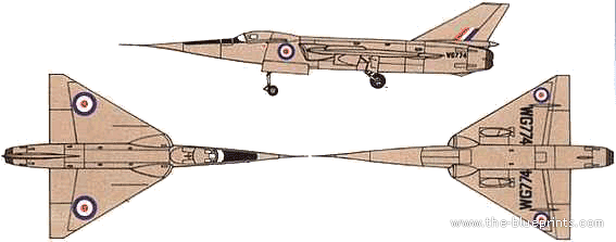 Fairey Delta F.D.2 aircraft - drawings, dimensions, figures