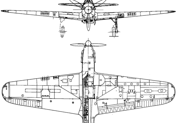 Самолет Fairey Fulmar Mk I - чертежи, габариты, рисунки