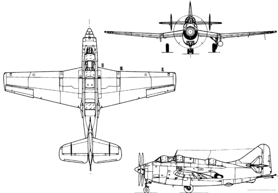 Самолет Fairey Gannet AS.4 - чертежи, габариты, рисунки