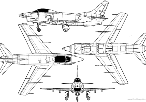 Самолет Fiat G-91R - чертежи, габариты, рисунки