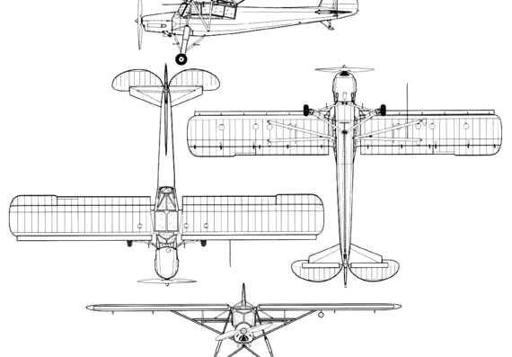 Самолет Fieseler Fi-156 Storch - чертежи, габариты, рисунки
