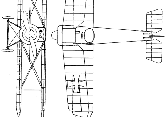 Самолет Fokker D-V - чертежи, габариты, рисунки