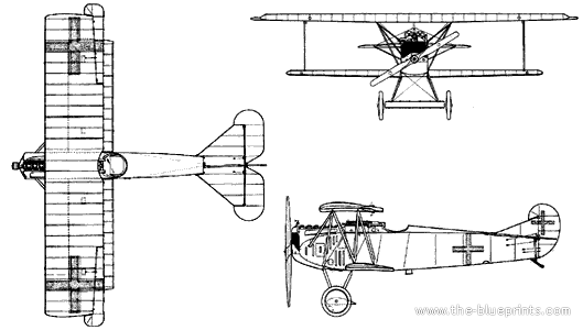 Самолет Fokker D-VII BIPLANE - чертежи, габариты, рисунки