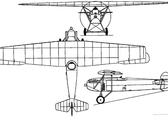 Fokker D X (Holland) aircraft (1921) - drawings, dimensions, figures