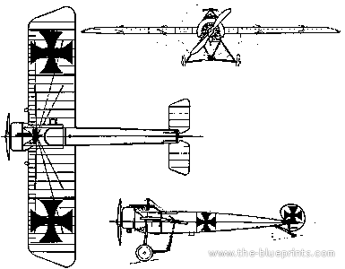 Самолет Fokker E-III EINDECKER - чертежи, габариты, рисунки