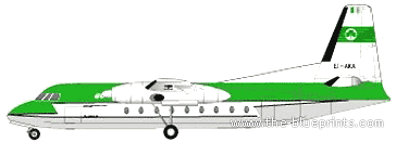 Самолет Fokker F-27-100 - чертежи, габариты, рисунки