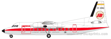 Самолет Fokker F-27-400 - чертежи, габариты, рисунки
