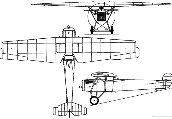 Самолет Fokker F.6 (PW-5) (Holland) (1921) - чертежи, габариты, рисунки