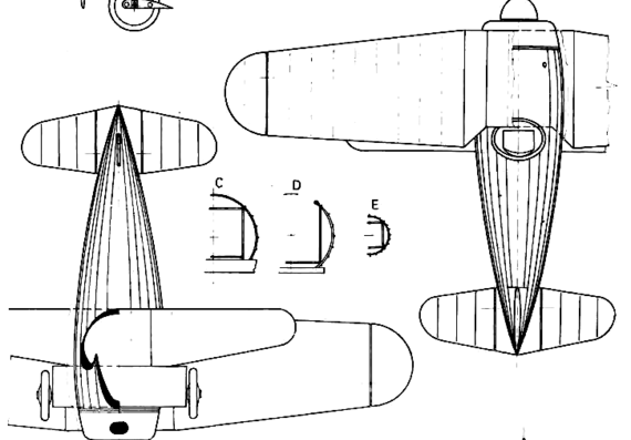 Самолет Fokker V-1 - чертежи, габариты, рисунки