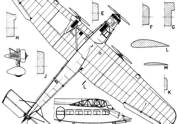 Ford Trimotor aircraft - drawings, dimensions, figures