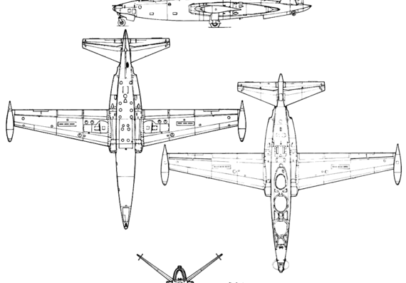 Самолет Fouga CM-170 Magister - чертежи, габариты, рисунки