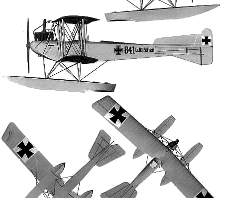 Самолет Friedrichshafen FF-33E - чертежи, габариты, рисунки