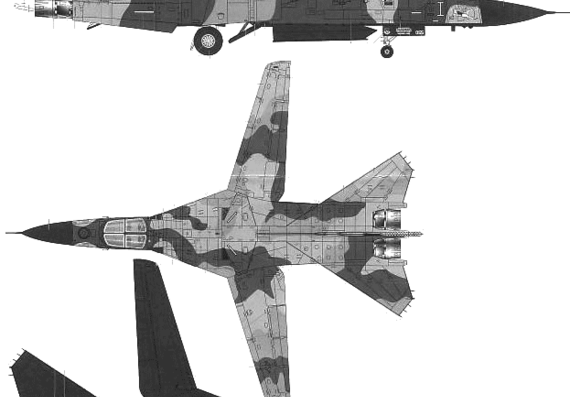 Самолет General-Dynamics-F-111E-Aardvark - чертежи, габариты, рисунки