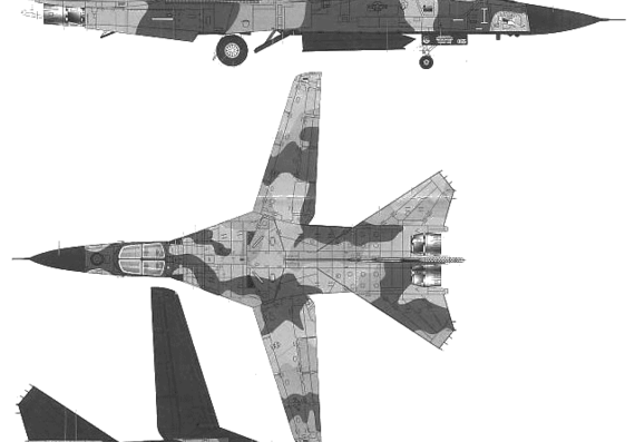 Самолет General Dynamics F-111D Aardvark - чертежи, габариты, рисунки