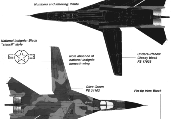 Самолет General Dynamics F-111E - чертежи, габариты, рисунки