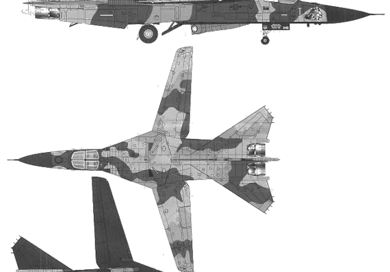 Самолет General Dynamics F-111E Aardvark - чертежи, габариты, рисунки
