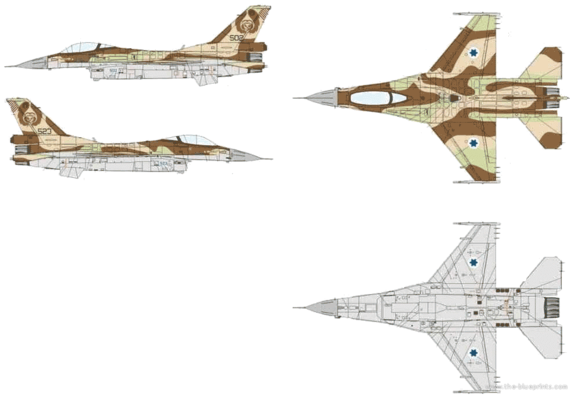 Самолет General Dynamics F-16C Block 40 Barak - чертежи, габариты, рисунки