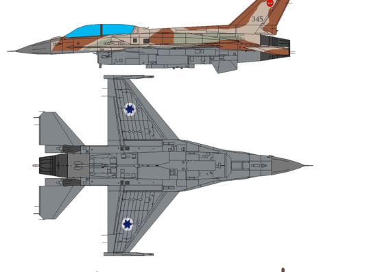 Aircraft General Dynamics F-16I Sufa - drawings, dimensions, figures