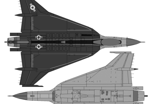 Самолет General Dynamics F-16XL - чертежи, габариты, рисунки