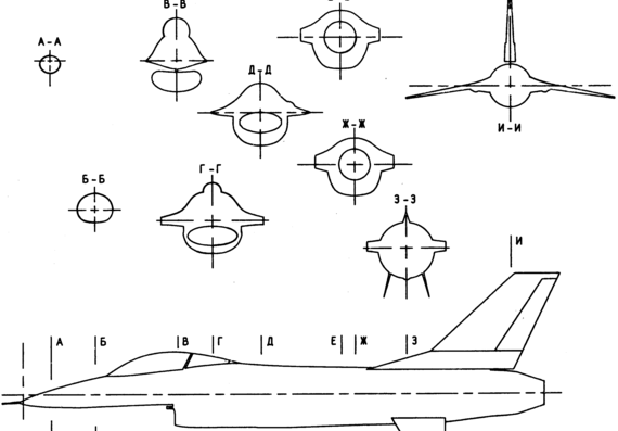 Самолет General Dynamics F-16 Fighting Falcon - чертежи, габариты, рисунки